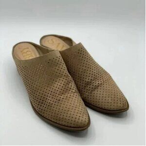 Sam & Libby Perforated Tan Suede Mules Size 8